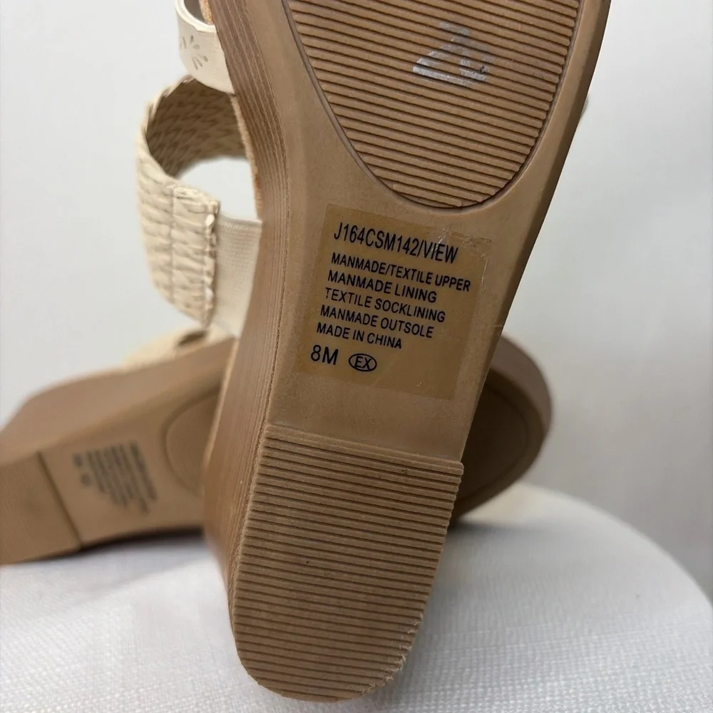 Jellypop women’s Size 8 Cream Woven Strap Wedge Sandals Memory Foam(B95)&✨